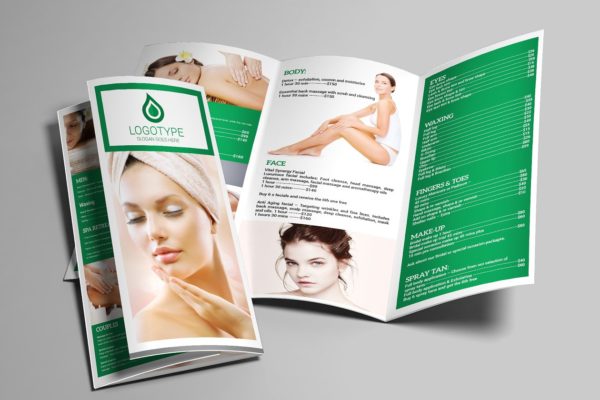 SPA美容行业宣传传单模板 Spa Trifold A4 Brochure