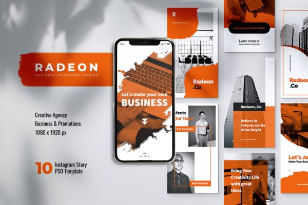 创意笔刷图形Instagram品牌故事推广设计模板16素材网精选 RADEON Creative Agency Instagram Stories