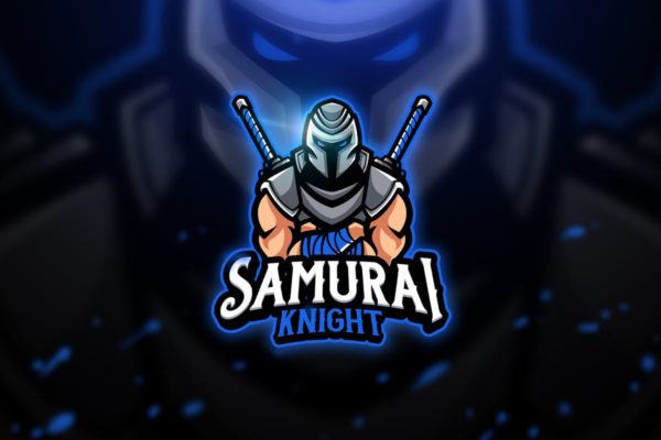 双刀骑士电子竞技队徽Logo模板 Samurai Knight &#8211; Mascot &amp; Esport Logo