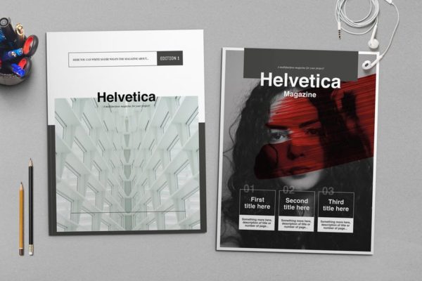 时尚行业产品评测杂志Indesign模板下载 Helvetica Magazine Indesign Template