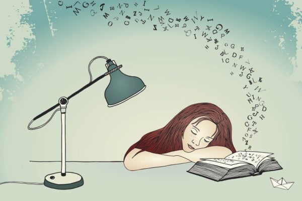 阅读小憩片刻普贤居精选手绘插画矢量 Asleep While Reading