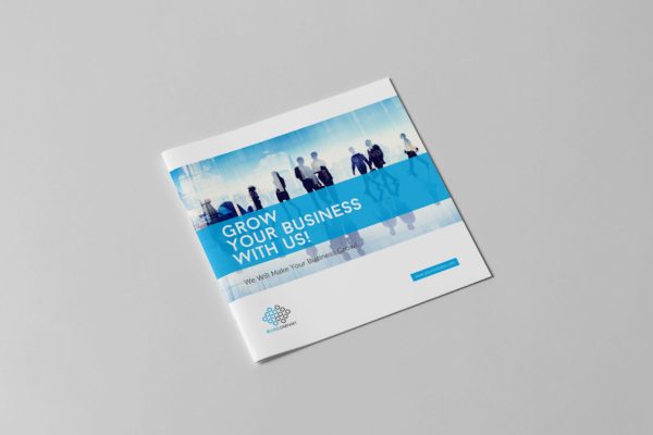 信息科技企业公司画册设计模板素材 Blue Corporate Square Brochure