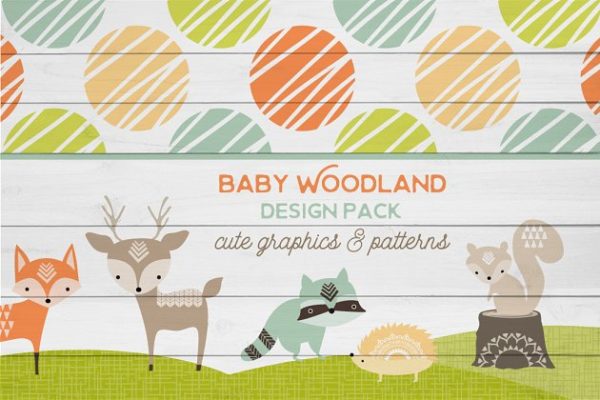 可爱的林地小动物元素 Baby Woodland Design Pack