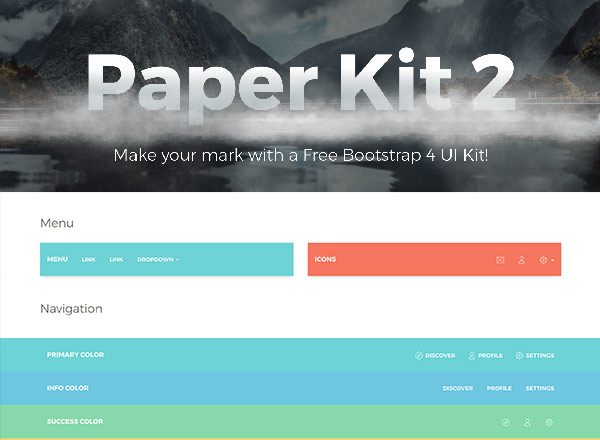 Bootstrap 4 UI工具包 Bootstrap 4 UI Kit: Paper Kit 2