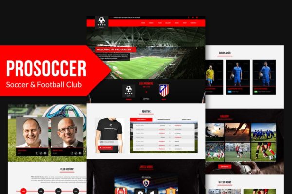 足球俱乐部网站设计Muse模板普贤居精选 Pro Soccer &#8211; Football &amp; Soccer Club Muse Template