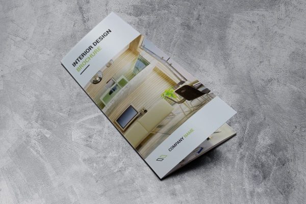 室内设计服务三折页传单模板 Interior Trifold Brochure