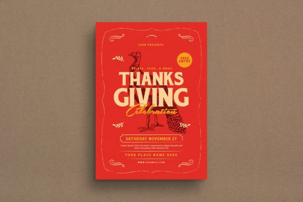 感恩节主题活动美食派对海报传单设计模板 Thanksgiving Event Flyer
