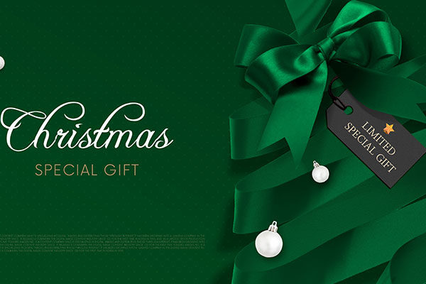 绿色丝带圣诞特别礼物海报模板psd素材