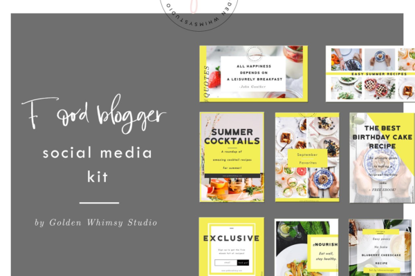 美食饮食社交媒体贴图素材包 Food Blogger Social Media Kit