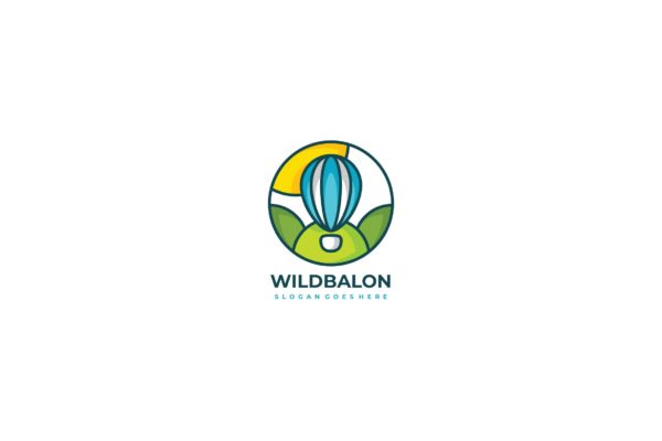 彩色热气球Logo设计素材中国精选模板 Wild Air Ballon Logo