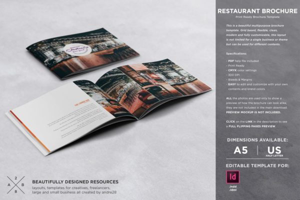 高档西餐厅宣传画册设计模板 Restaurant Brochure Template