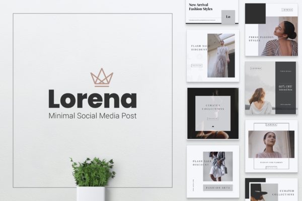 女性时尚品牌社交推广设计素材包 LORENA Fashion Social Media Post