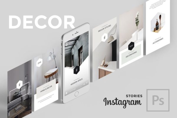 社交媒体文章贴图模板16图库精选素材 Decor PSD Instagram Stories
