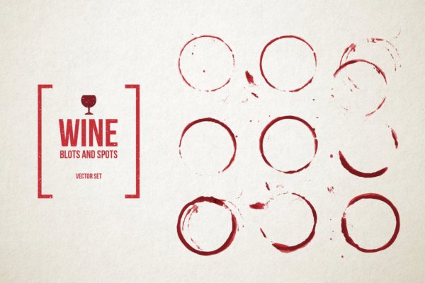 红酒色斑矢量几何图形素材 Red Wine Stains Vector Set