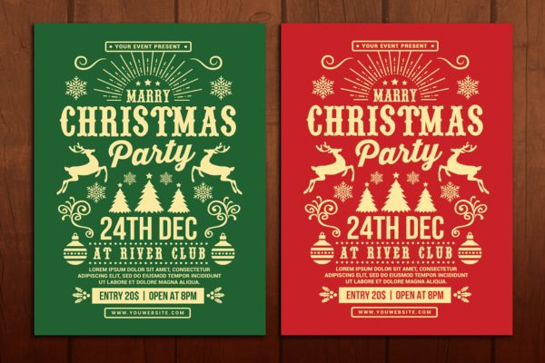 2019年圣诞节活动派对海报传单设计模板 Christmas Party Flyer