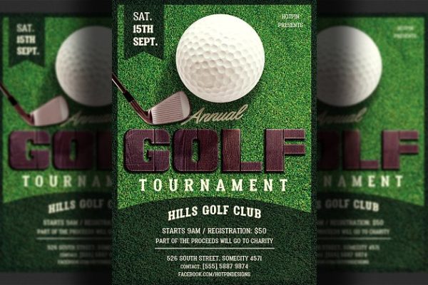 高尔夫俱乐部比赛传单模板 Golf Tournament Flyer Template