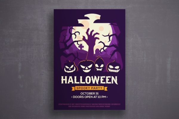 万圣节恐怖之夜活动邀请海报传单16设计网精选PSD模板v3 Halloween flyer template