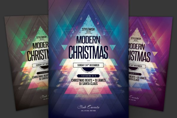 现代创意设计风格圣诞节主题海报传单模板 Modern Christmas Flyer