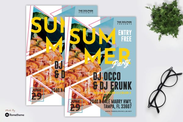 夏天音乐主题活动宣传单设计模板 Summer &#8211; Music Event Flyer RY