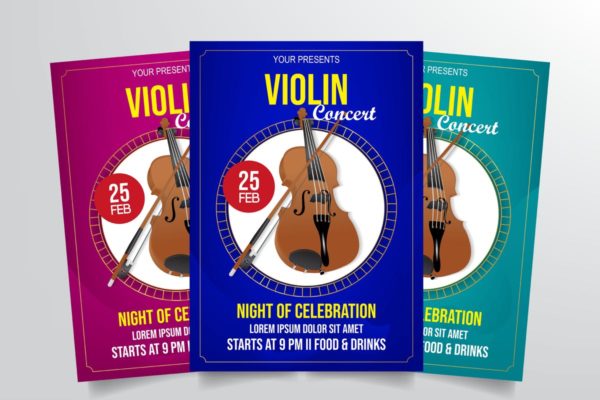 小提琴音乐会活动海报设计模板 Violin Concert Flyer Template