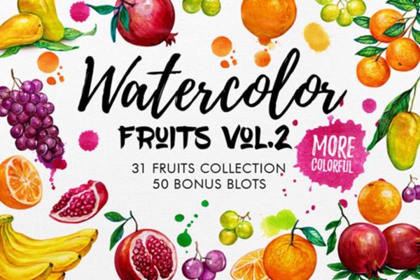 水果元素水彩插图套装Vol.2 Watercolor Fruits Vol. 2