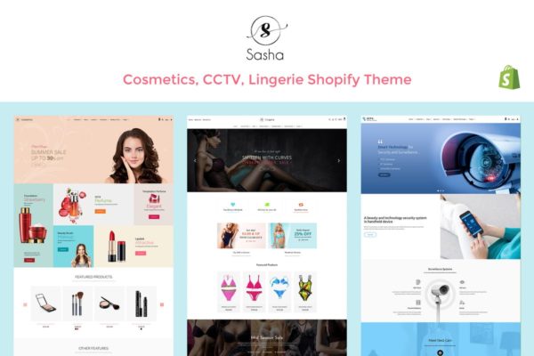 美容化妆品网上商城Shopify商城主题模板16素材网精选 Sasha &#8211; Cosmetics, CCTV, lingerie Shopify Theme