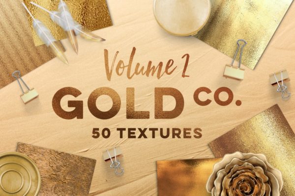 50个超有质感高分辨率金色闪光箔纸纹理素材 50 Gold Textures