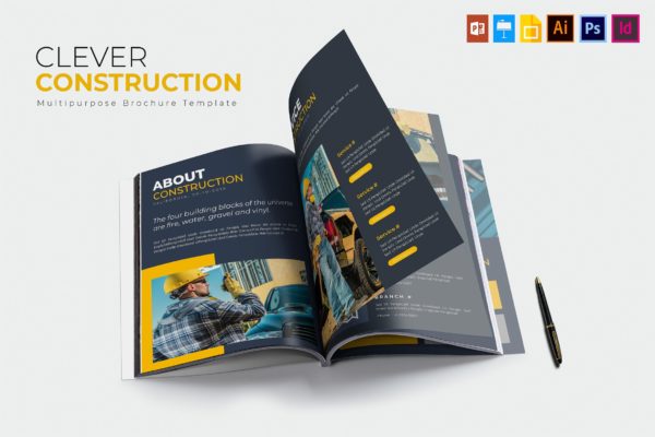 建筑公司/施工企业简介画册设计模板 Clever Construction | Brochure