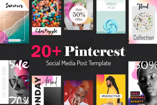 20+Pinterest社交文章贴图设计模板16图库精选素材 Pinterest Post Templates