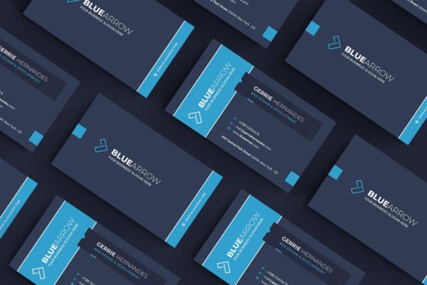 蓝色风格科技企业名片版式设计模板 Business Card