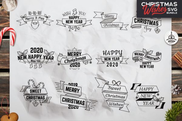 复古圣诞主题Logo/标签/徽章设计模板 Retro Christmas Overlays, New Year Labels &amp; Badges