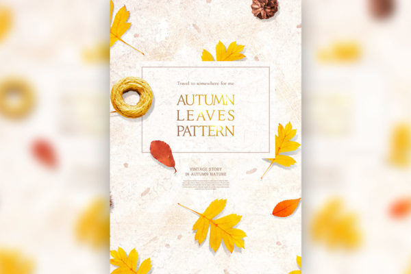 秋季叶子图案海报图片PSD素材