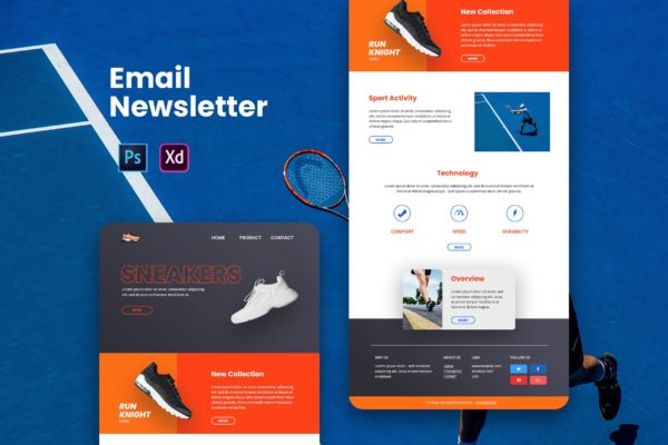 运动鞋品牌营销推广EDM邮件模板16设计网精选 Footwear Email Newsletter