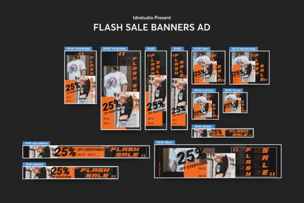 网站常规尺寸标准时尚促销网站广告Banner图设计PSD模板 Flash Sale Sale Banners Ad Banners Ad PSD Template