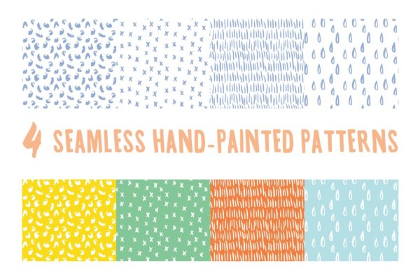 手绘图案无缝纹理 Hand-Painted Seamless Patterns