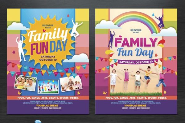 家庭聚会派对活动海报传单模板 Family Fun Day Flyers