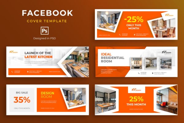 家具品牌Facebook营销推广主页封面设计模板16设计网精选 Furniture Facebook Cover Template