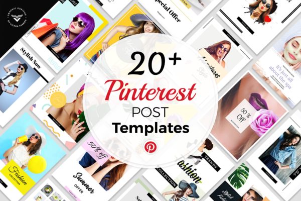 20+Pinterest社交平台时尚品牌文章贴图设计模板16素材网精选 Pinterest Social Media Templates