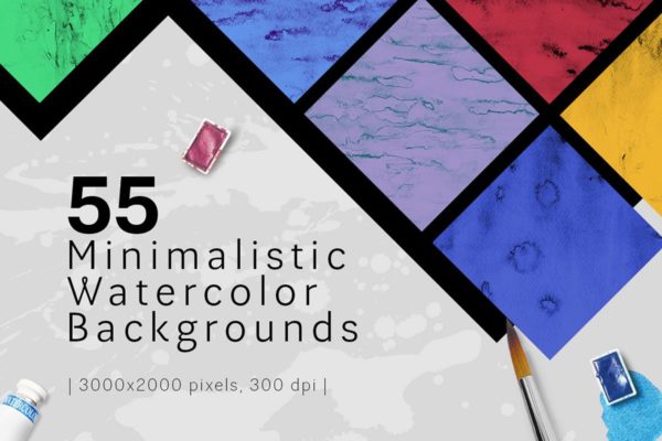 55款简约水彩背景纹理 55 Minimalistic Watercolor Backgrounds