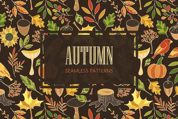 10款秋季树叶落叶的无缝模式背景下载 Autumn Seamless patterns [ai,eps,jpg]