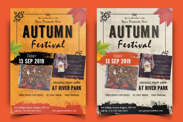 秋季主题节日海报传单设计模板 Autumn Festival Flyer-04