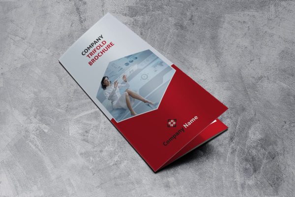 三折页红色商业宣传册模板 Trifold red Brochure