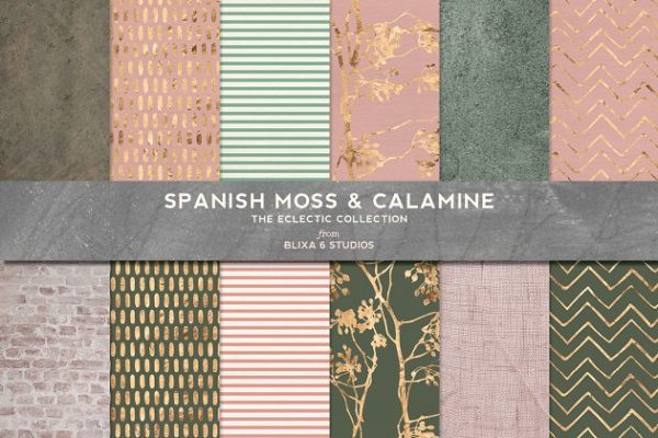 西班牙苔藓&amp;炉甘石金色图案纹理 Spanish Moss &amp; Calamine Gold Pattern