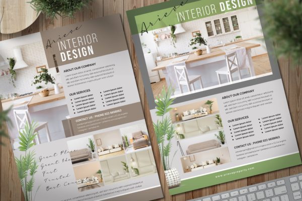 简约设计风格室内设计公司海报模板 Simple Interior Design Flyer