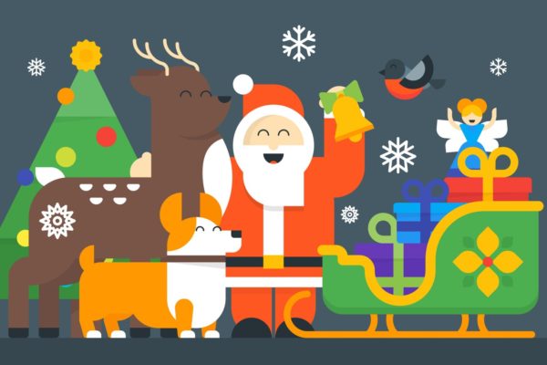 圣诞节&amp;新年庆祝主题矢量插画素材 Christmas &amp; New Year Illustrations