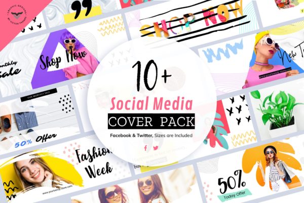 10+社交自媒体新媒体账号主页封面设计模板16图库精选 Social Media Cover Templates