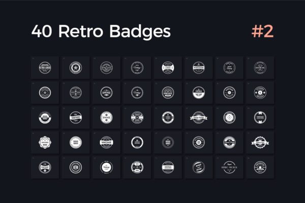 40款复古风徽章设计模板v2 40 Retro Badges Vol. 2