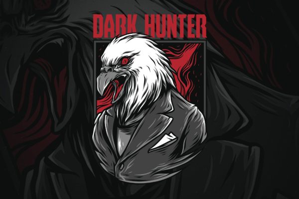 黑暗猎鹰潮牌T恤印花图案普贤居精选设计素材 Dark Hunter