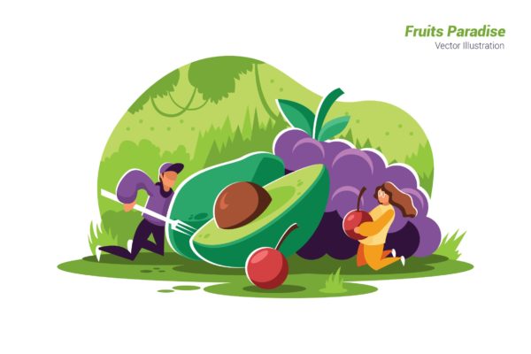 水果乐园矢量插画设计素材 Fruits 