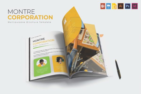 公司业务介绍宣传画册设计模板 Montre Corporation | Borchure  Template
